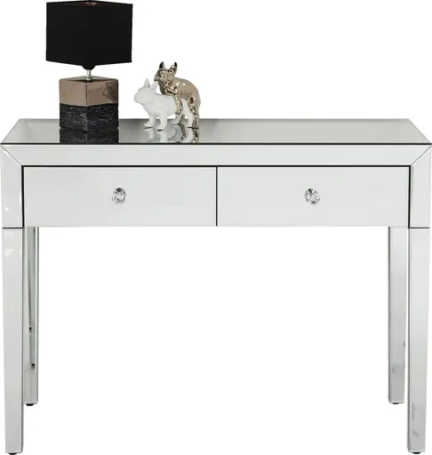 Konsolentisch- LB ca. 100x40 cm, Weiß, Lackiert, Verspiegelt