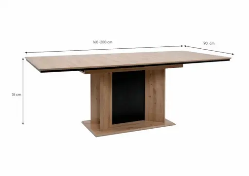 Esstisch - LB ca. 160x90 cm, Artisan Eiche Nachbildung, Schwarz