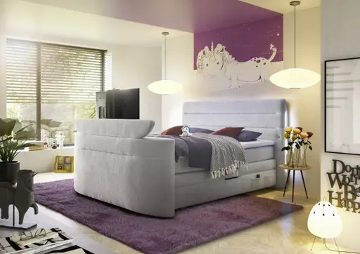 Boxspringbett JELLA MIX- Liegefläche ca. 180x200 cm, Stoff, Hellgrau