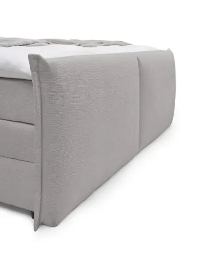 Boxspringbett SANDRIN L- Liegefläche ca. 180x200 cm, Stoff, Hellgrau, inkl. Stauraum und Fußteil
