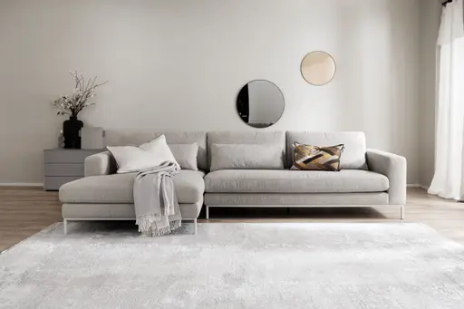 Ecksofa Solano - Longchair Links mit 2,5-Sitzer, Boucle, Natur