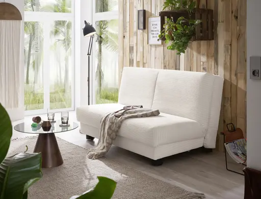  Schlafsofa EASY Optik A - 2-Sitzer ohne Armlehne, 140 cm inkl. Schlaffunktion, Cord, Beige