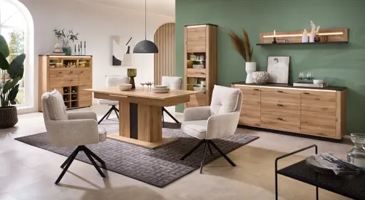 Sideboard - mit Beleuchtung, B ca. 186 cm, Eiche Nachbildung, Eiche dunkel Nachbildung