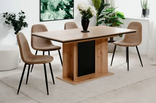 Esstisch - LB ca. 160x90 cm, Artisan Eiche Nachbildung, Schwarz