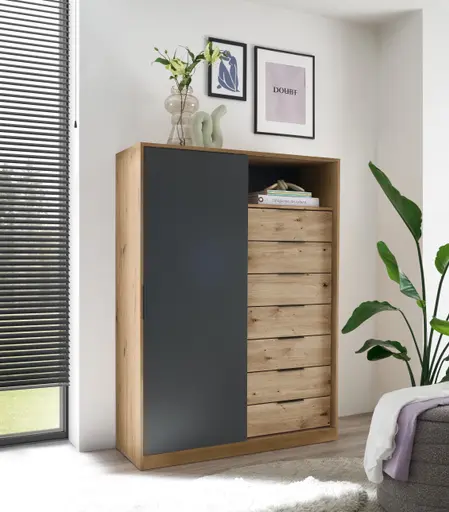 Kommode- Eiche Dekor, Graphit