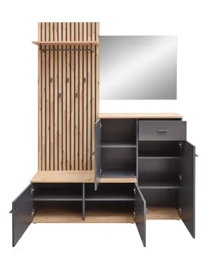 Kompaktgarderobe - Anthrazit, Artisan Eiche Nachbildung