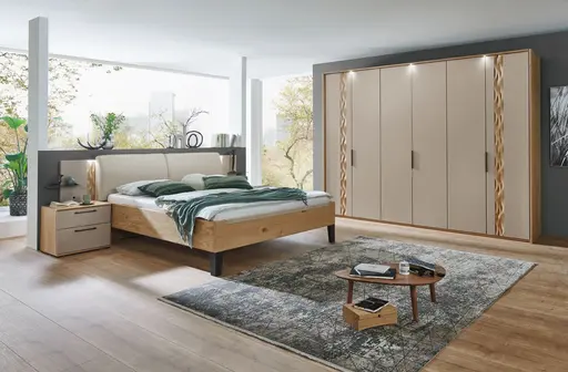 Schlafzimmer - Balkaneiche, Lack, Taupe