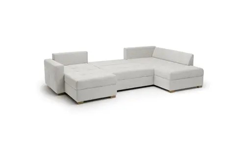 Wohnlandschaft JOSY - Longchair links, 1,5-Sitzer, Ecke rechts inkl. Schlaffunktion mit Bettkasten, Stoff, Graubeige