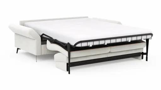 Schlafsofa Laredo - 2,5-Sitzer inkl. Schlaffunktion und Armlehne klappbar, Stoff, Offwhite