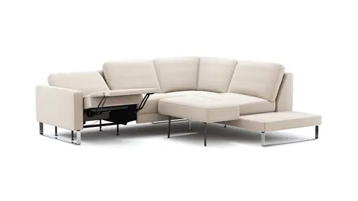Ecksofa Anna - 2,5-Sitzer mit Ecke rechts inkl. Relaxfunktion (motorisch), Stoff, Beige