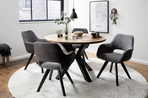 Armlehnenstuhl MACIE - Stoff, Anthrazit