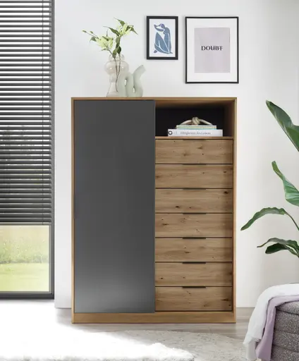 Kommode- Eiche Dekor, Graphit