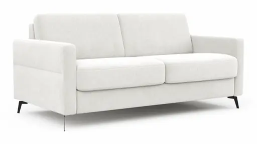 Schlafsofa Laredo - 2,5-Sitzer inkl. Schlaffunktion und Armlehne klappbar, Stoff, Offwhite