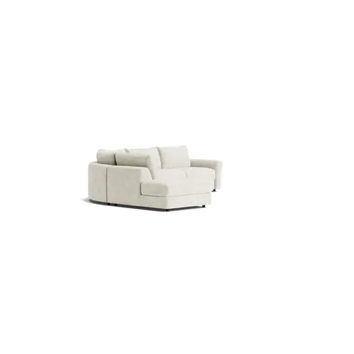 Ecksofa Almeria - Rundecke und Abschlussteil mit 2-Sitzer rechts, Stoff, Offwhite