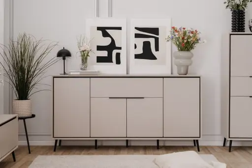 Sideboard - B ca. 175 cm, Sand, Schwarz