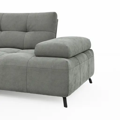 Ecksofa Comodo - Longchair Links, Stoff, Hellgrau