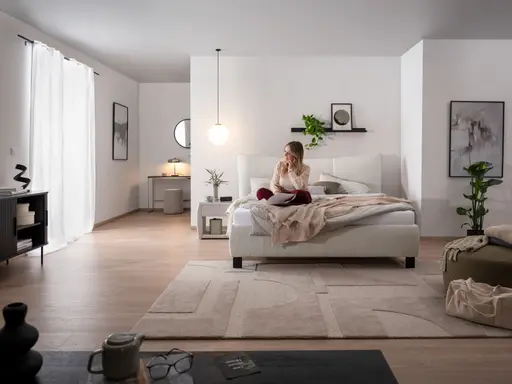 Polsterbett - Liegefläche ca. 180x200 cm, Stoff, Beige