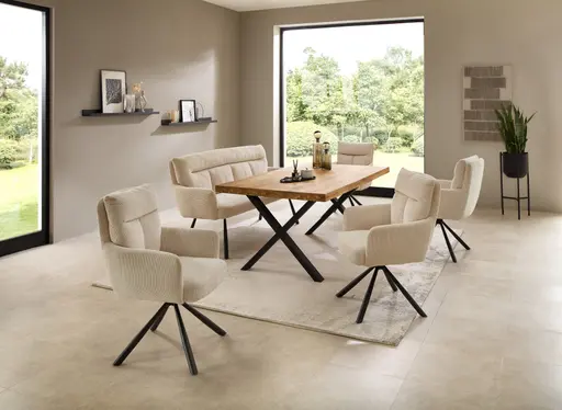 Armlehnstuhl - drehbar, Cord, Hellbeige