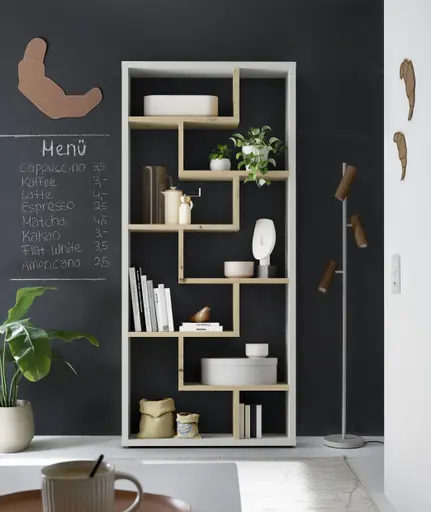 Raumteiler - B ca. 90 cm, Kreidegrau, Asteiche