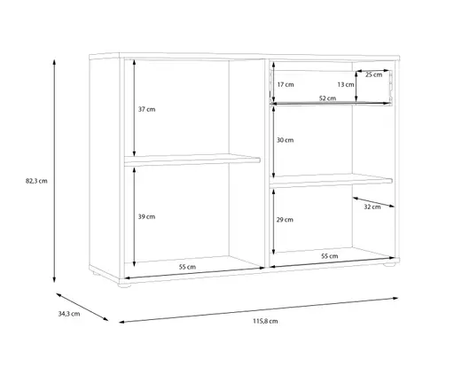 Kommode FLORISS- Schwarz, Eiche Dekor