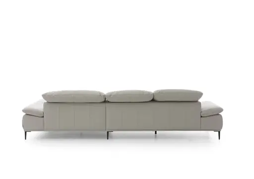 Ecksofa - 3-Sitzer mit Longchair rechts, Leder, Grau