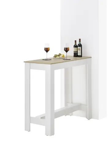 Bartisch - LB ca. 115x50 cm, Artisan Eiche Nachbildung, Weiß