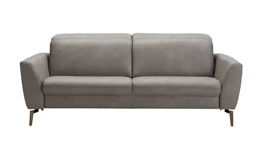 Sofa Tulsa KV - 3-Sitzer, inkl. Kopfteilverstellung, Leder, Graubeige