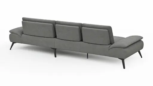 Ecksofa Collina - 2,5-Sitzer, Longchair rechts inkl. Sitztiefen- u. Armlehehnenverstellung, Stoff, Dunkelgrau