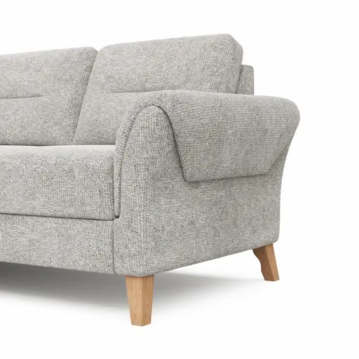 Ecksofa Almyra - Ottomane links mit 2,5-Sitzer, Stoff, Silbergrau