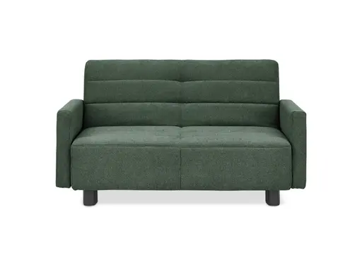 Faltsofa Easy - 2-Sitzer, ca. 140 cm inkl. Schlaffunktion/Topper/Armteil verstellbar, Stoff, Dunkelgrün