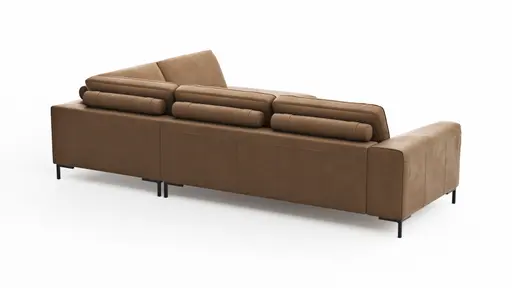 Ecksofa Solano - 2,5-Sitzer mit Ecke Rechts, Leder, Hellbraun