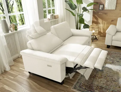 Sofa CALM PLUS 2.0 - 3-Sitzer, Relaxfunktion teilmotorisch, Stoff, Natur