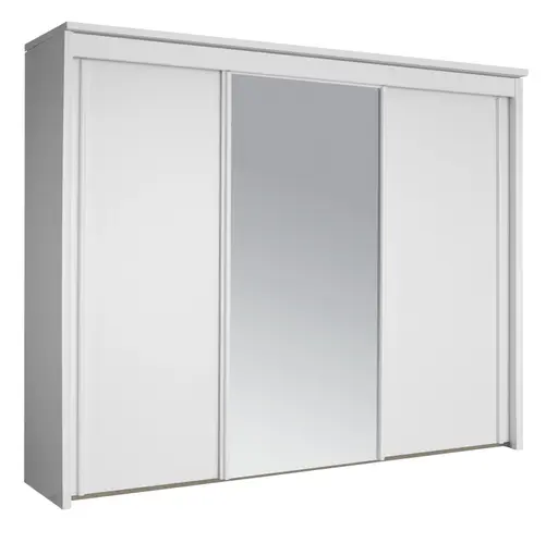 Schwebetürenschrank -  B. ca. 300 cm, Dekor, Alpinweiß