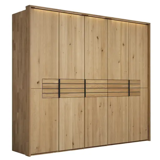 Drehtürenschrank Scottsdale - inkl. Passepartout und Beleuchtung, B ca. 257cm, Wildeiche massiv