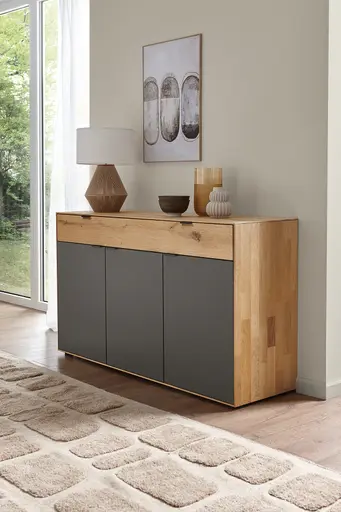 Sideboard Tucson - Korpus Wildeiche, Front Lack Anthrazit