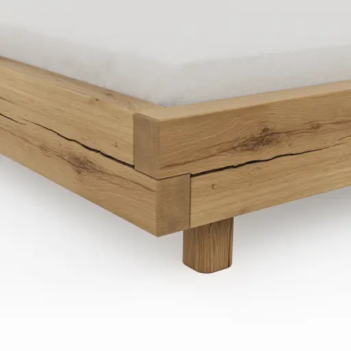 Bettgestell Baltimore - Liegefläche ca. 180x200 cm, Wildeiche massiv, mit Polsterkopfteil Anthrazit