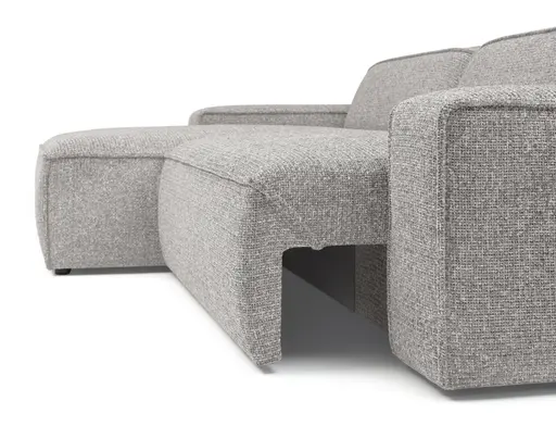 Ecksofa - Longchair links mit 2-Sitzer, Sitzvorzug motorisch, Stoff, Silbergrau