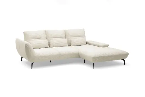 Ecksofa PAYTON - 2-Sitzer, Ecke rechts, Stoff, Creme
