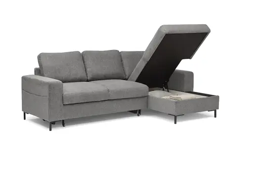Ecksofa - 2-Sitzer mit Longchair rechts, Stoff, Grau