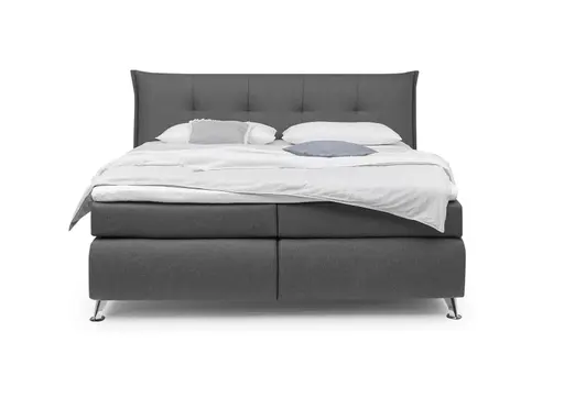 Boxspringbett HAROA- Liegefläche ca. 180x200 cm, Stoff, Anthrazit, Bonell, Inkl. Topper