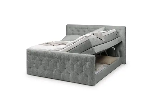 Boxspringbett- Liegefläche ca. 180x200 cm, Stoff, Grau
