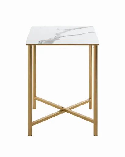 Beistelltisch - B/H/T ca. 39x55x39 cm, Marmoroptik, Goldfarben