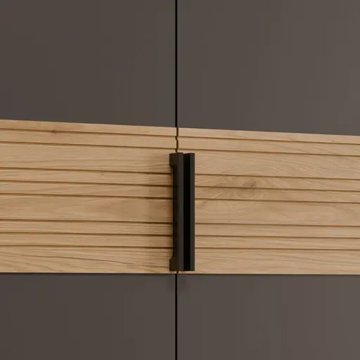 Drehtürenschrank FALLEA- B ca. 265 cm, Wildeiche Natur, Dunkelgrau