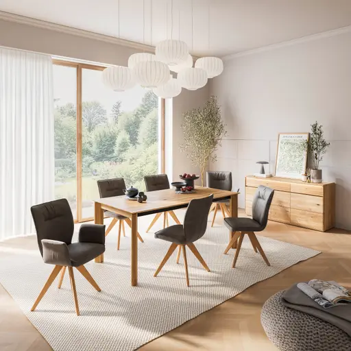 Esstisch Hillsboro - ausziehbar, LB ca. 180x95 cm, Wildeiche massiv