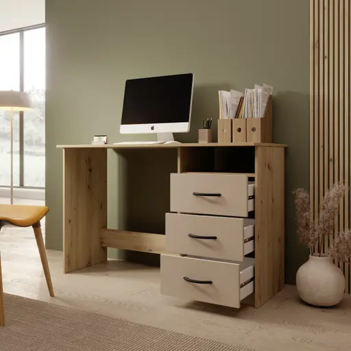 Schreibtisch - LB ca. 123x50 cm, Eiche Dekor, Kaschmir