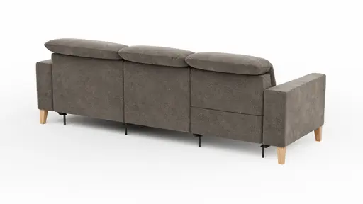 Ecksofa Alegria Plus - 2,5-Sitzer mit Longchair rechts inkl. Kopfteil verstellbar (motorisch+manuell) und Relaxfunktion (motorisch), Stoff, Nougat
