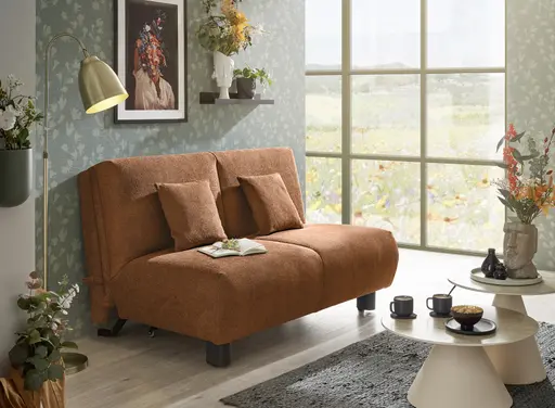  Faltsofa EBBY - 2-Sitzer ohne Armlehne, 140 cm inkl. Schlaffunktion, Stoff, Rot