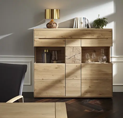 Highboard Amora - Wildeiche massiv bianco