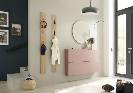 Schuhschrank GIANNA - B ca. 140 cm, Toffee, Navarra Eiche Nachbildung