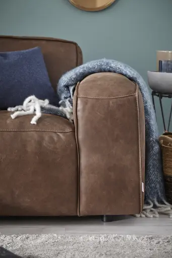 Ecksofa Denver - Longchair links mit 2,5-Sitzer, Leder, Braun